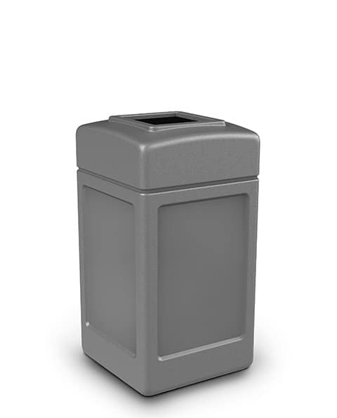 Square waste container with open dome (grey) (minimum quantity required) - - Njco